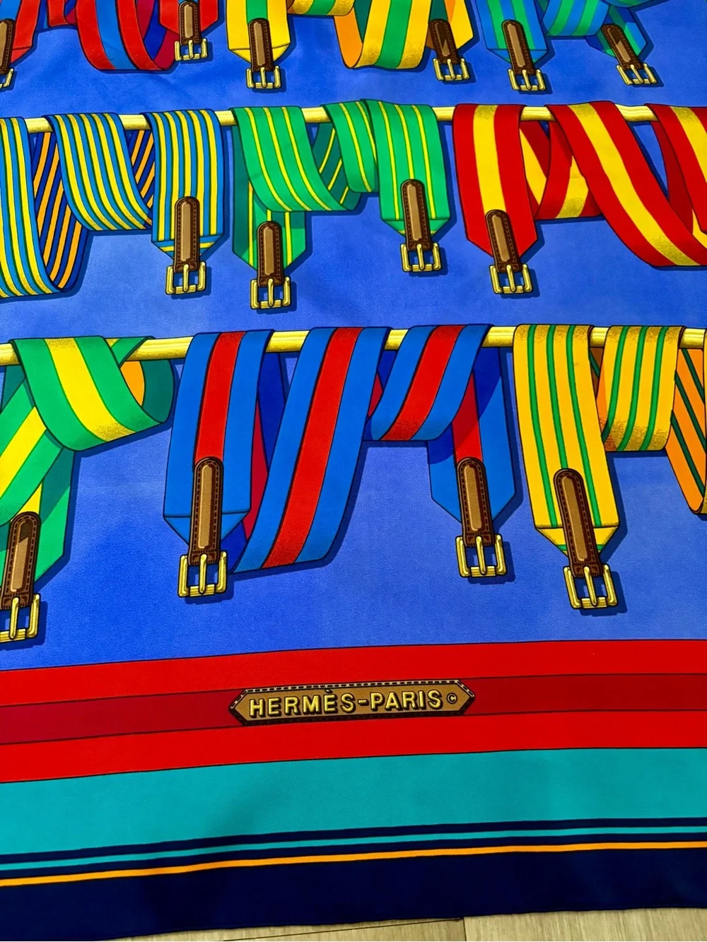 Vintage Hermes Les Sangles Forever Silk Scarf (34.5” X 34.5”) - Picture 4 of 11